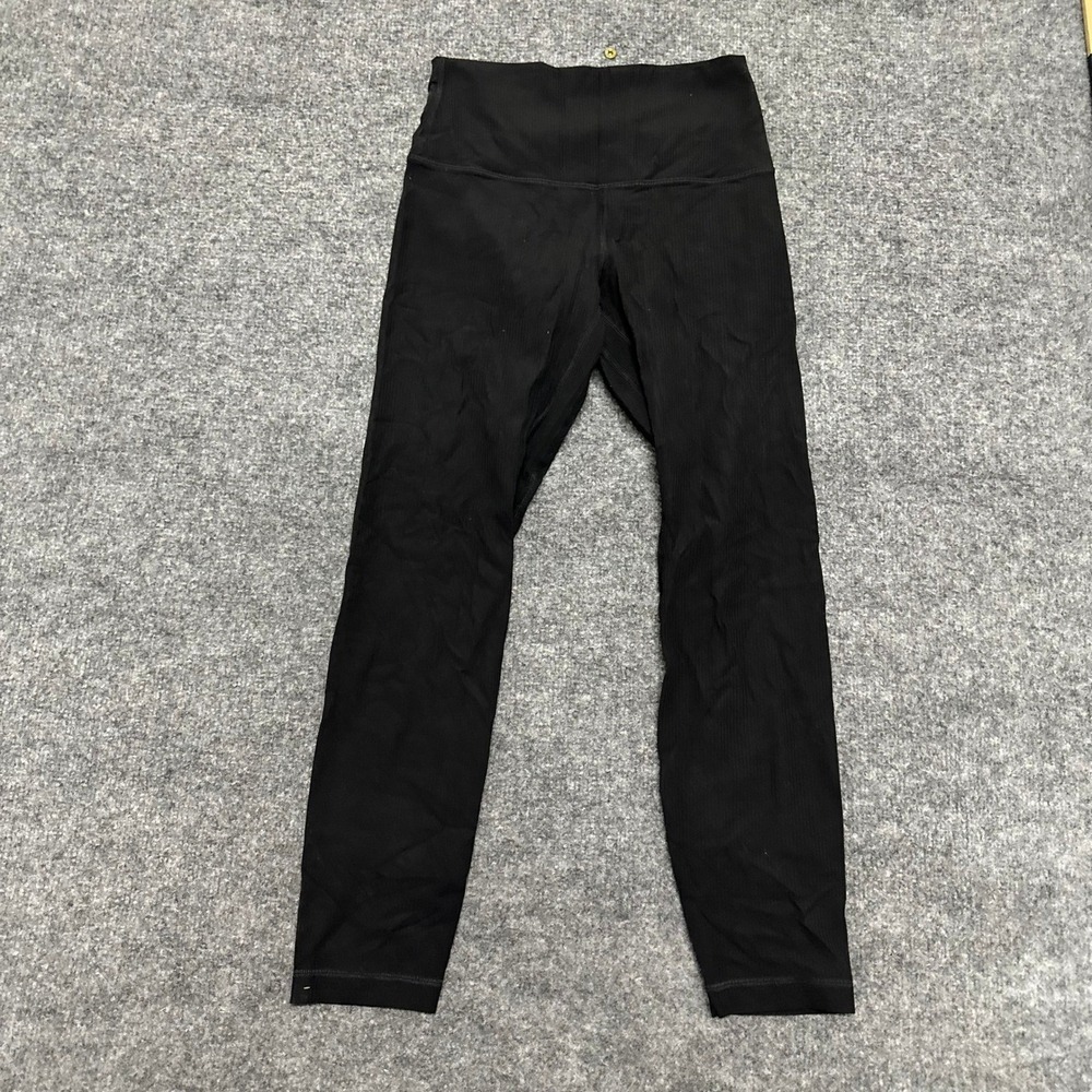 Lululemon Leggings Womens Size 6 Black Ribbed High Rise Athletic Yoga LW5FJTS